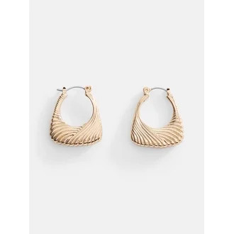 Scenario Women's Gold‑Tone Ribbed Texture Hoop Earrings | Walmart (US)