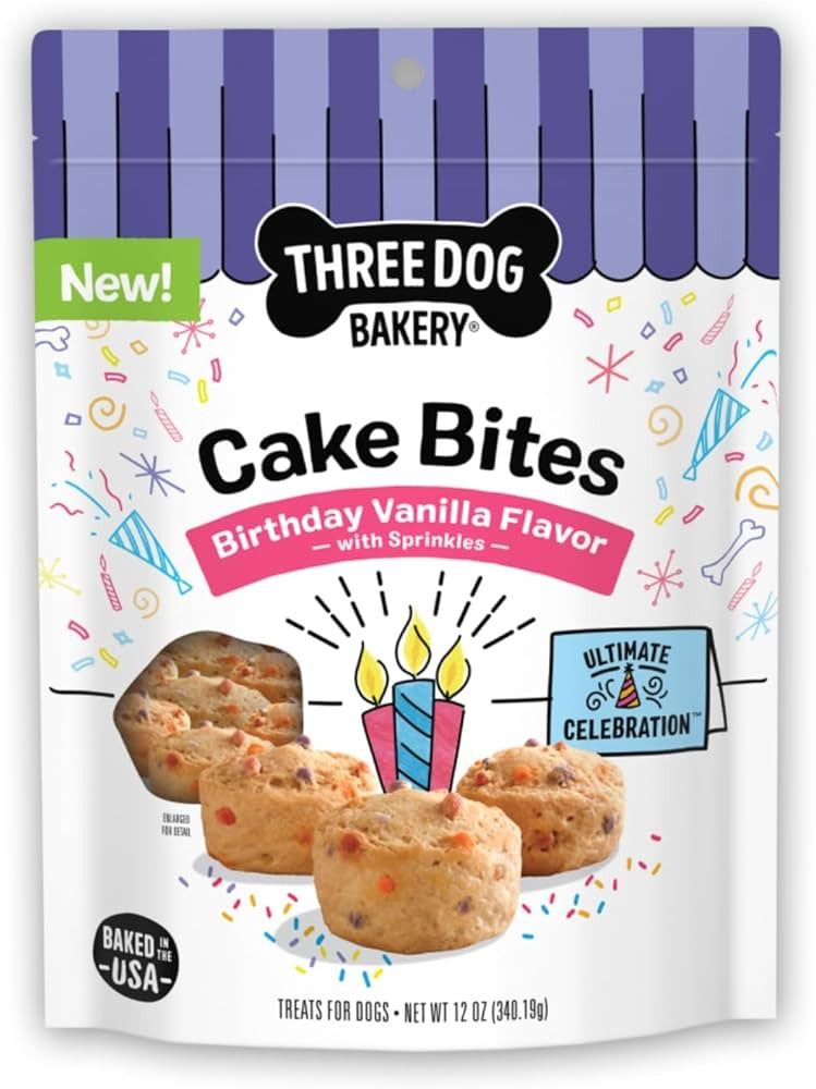 Three Dog Bakery Ultimate Celebration Cake Bites, Soft-Baked Dog Treats and Cookies with Real Ing... | Amazon (US)