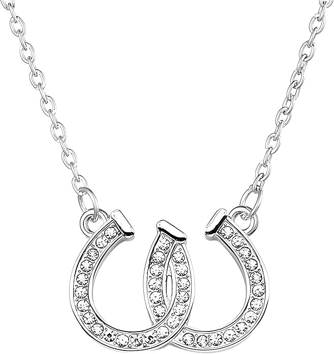 WCRAZYE Horseshoe Necklace for Women Dainty Cubic Zirconia Western Double U Horseshoe Necklace Lu... | Amazon (US)