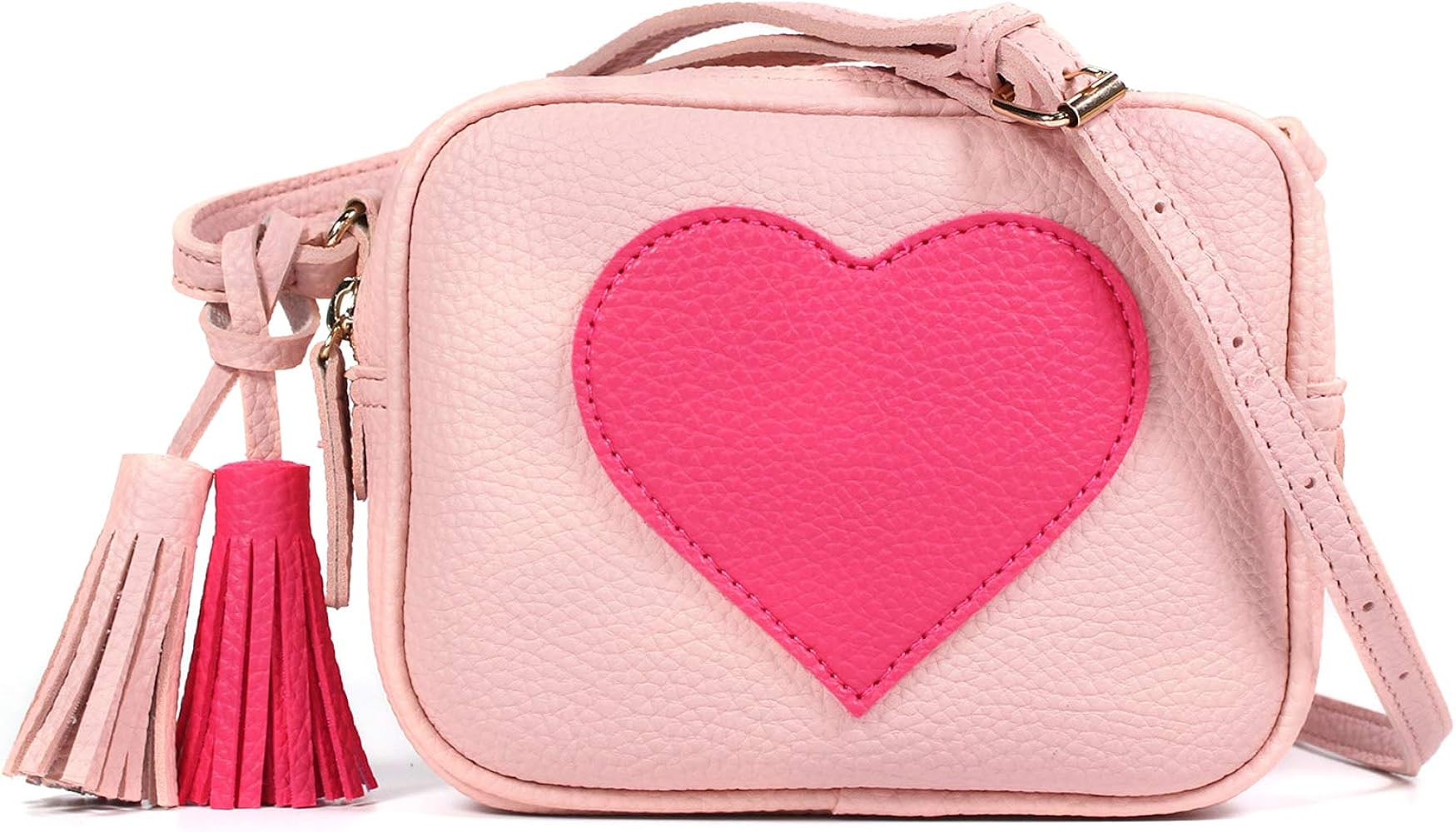 Girls Crossbody Purse for Kids Women Leather Roomy Bag with Tassel Adjustable Straps Design in Italy | Amazon (US)