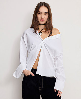 Women's Poplin Oversized Shirt, Regular and Plus | Macy's