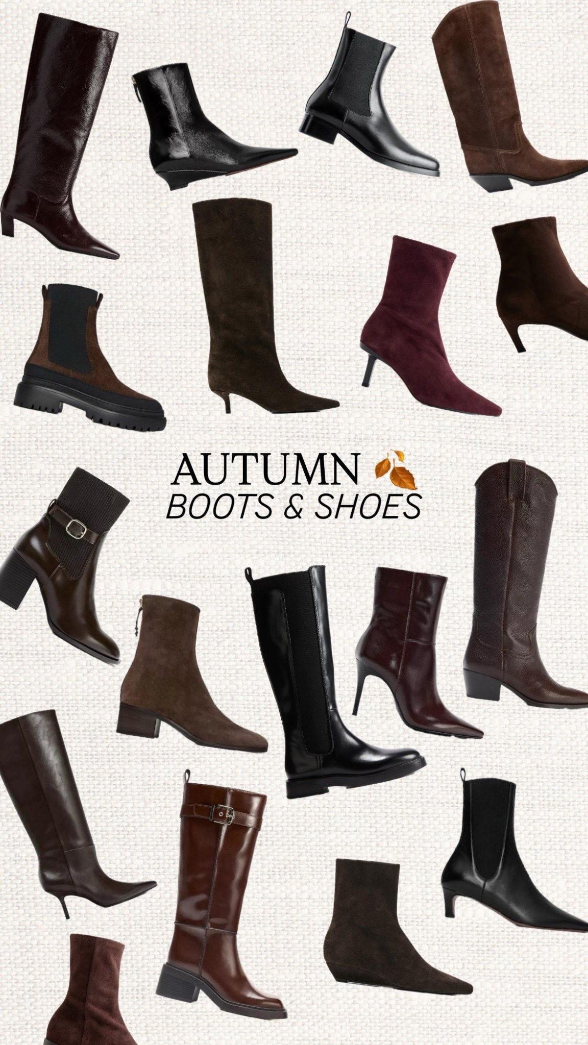 Autumn means one thing: it’s boot season 🍂👢 From classic knee-high leather styles to suede ankle boots and chic heeled pairs — these are the shoes to elevate every outfit this season 🤎✨

Like this post to save it to your favourite folder and come back later to shop.

autumn boots · knee high boots · ankle boots · suede boots · leather boots · heeled boots · flat boots · everyday shoes · riding boots · western boots · pointed boots · block heel boots · timeless shoes · fall footwear · chic boots · casual boots · minimal style · classic autumn · neutral outfits · fall fashion essentials

#LTKStyleTip #LTKSeasonal #LTKShoeCrush
