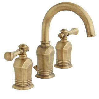 Verdanza 8 in. Widespread 2-Handle High-Arc Bathroom Faucet in Antique Brass | The Home Depot