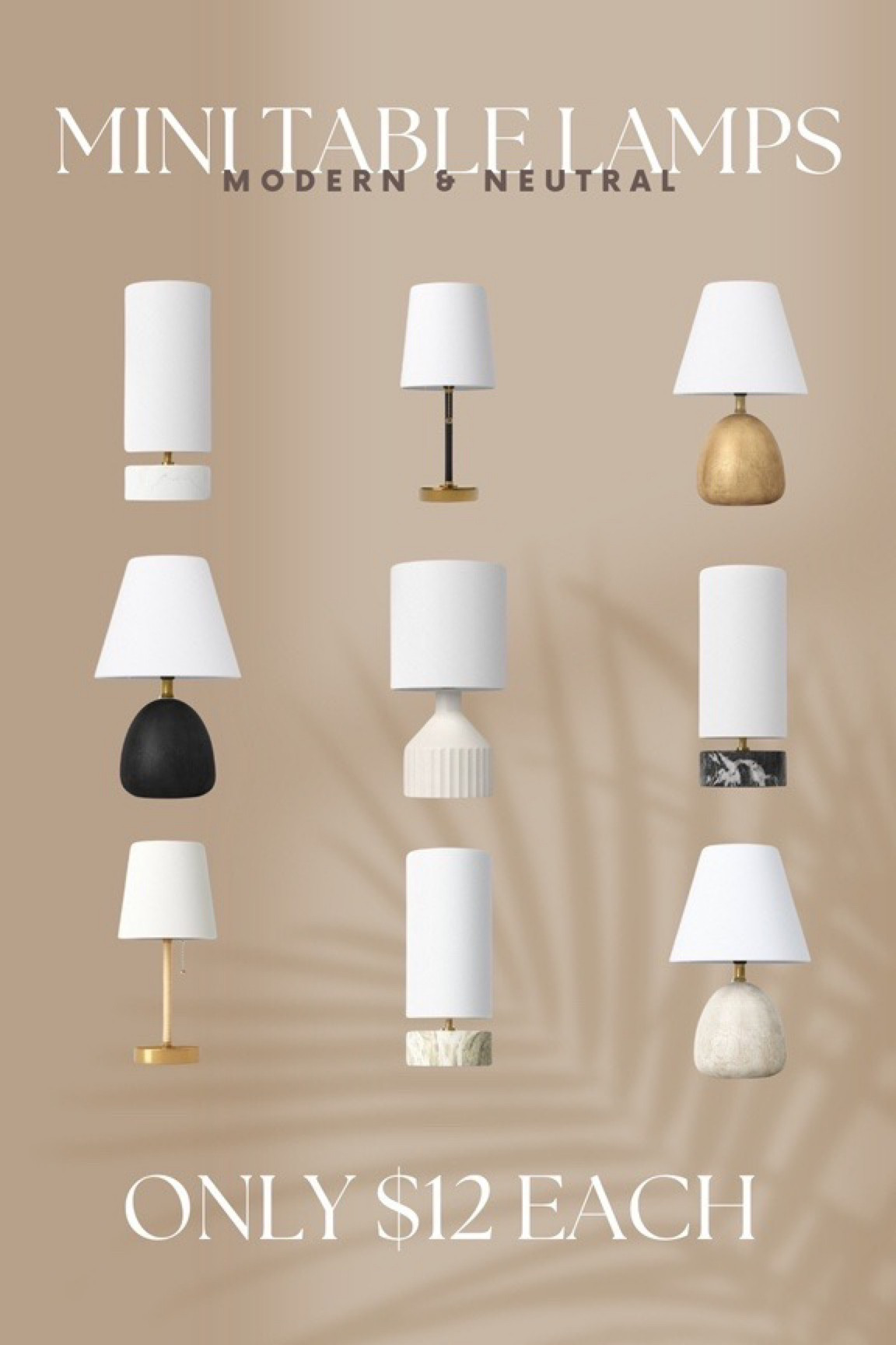 Target has these cute little mini lamps for $12 each and I think they are too good not to share!

They each have their own modern, neutral vibe with unique geometric and organic shapes!

Mini lamps are perfect for a small accent or console table, but what comes to mind for me is kitchens! I’ve seen a lot of trending kitchens sneak in small lamps for a touch of character!

Whatever you do with these lamps, they’re most definitely a steal for $12 each!

#tablelamps #homeonabudget #affordablehomedecor #moderndecor #modernfurniture #homedecorideas #dupes #lookforless #homedecor 

#LTKhome