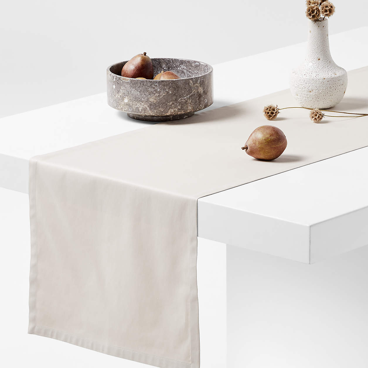 Aspen 120" Crisp White Organic Cotton Table Runner + Reviews | Crate & Barrel | Crate & Barrel