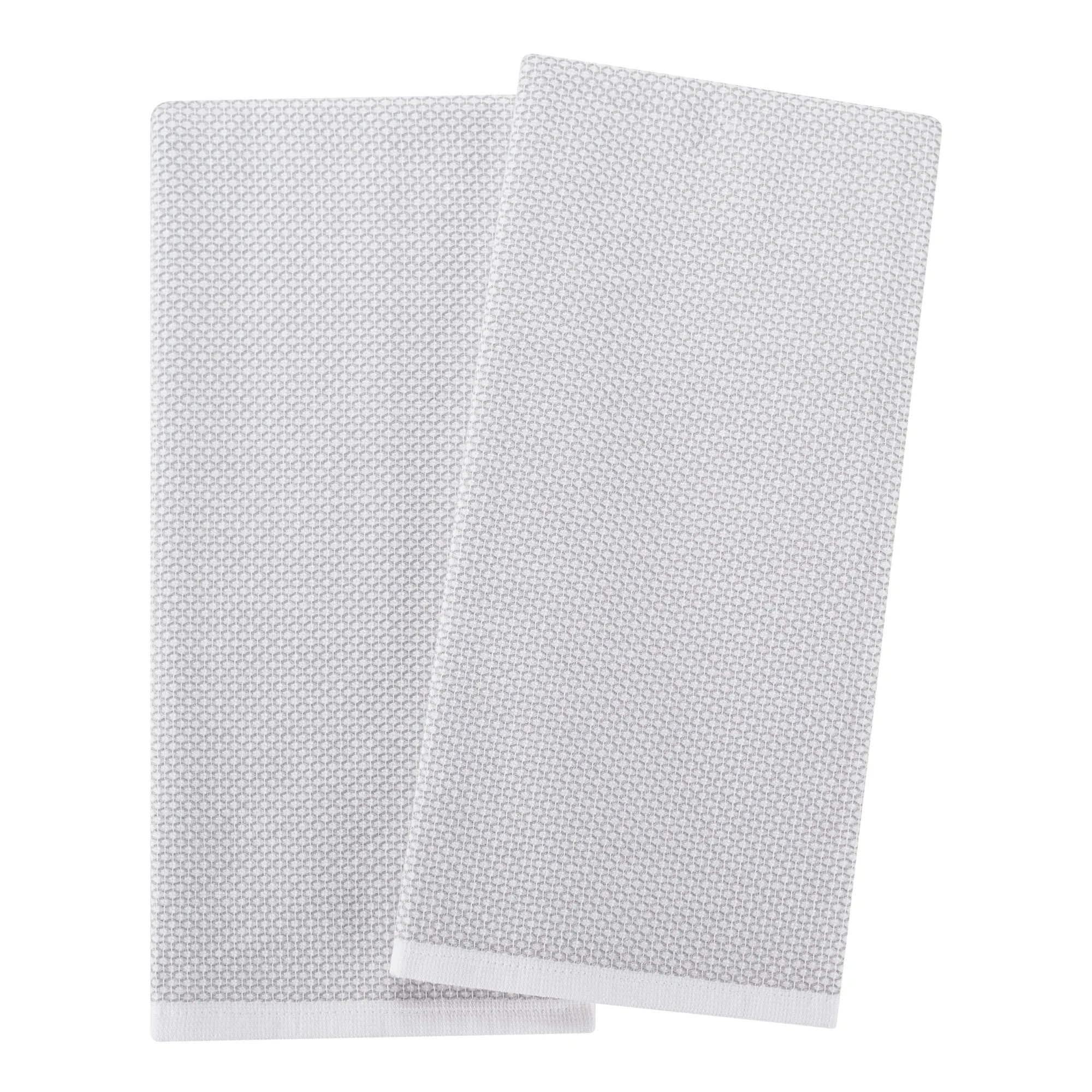 Better Homes & Gardens 2-Piece Oversized Woven Kitchen Towel Set, Soft Silver | Walmart (US)