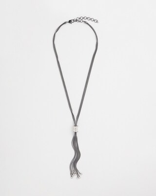 Silver Tone Baguette Tassel Necklace | Chico's