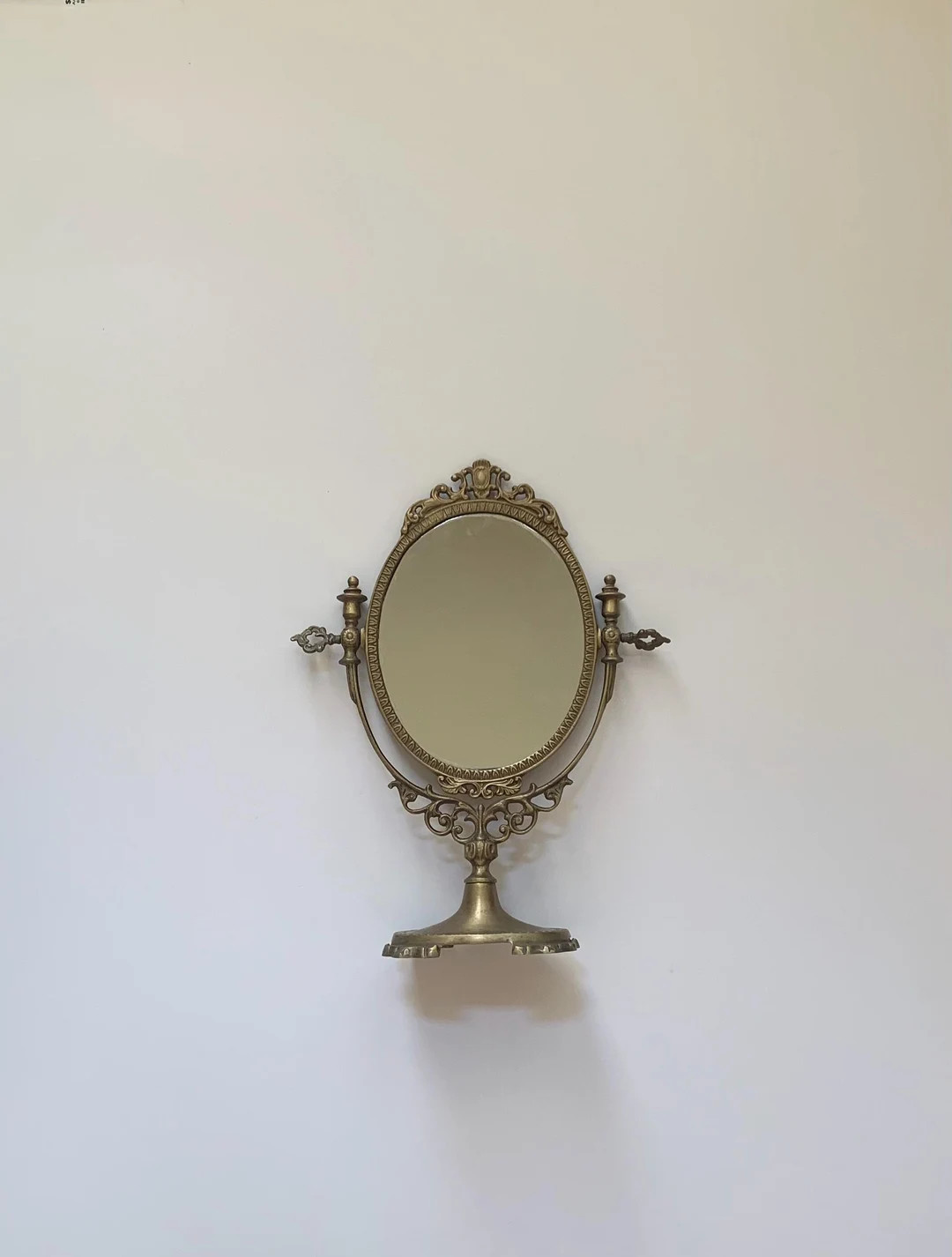 Brass Vanity Mirror Vintage Victorian Brass Adjustable Swivel Tabletop Mirror Gorgeous Victorian ... | Etsy (US)