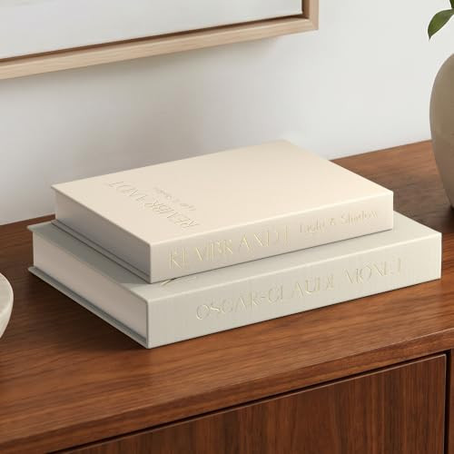 NesveCit Decorative Books, 2-Pack Faux Linen Faux/Fake Books for Book Decor | Amazon (US)