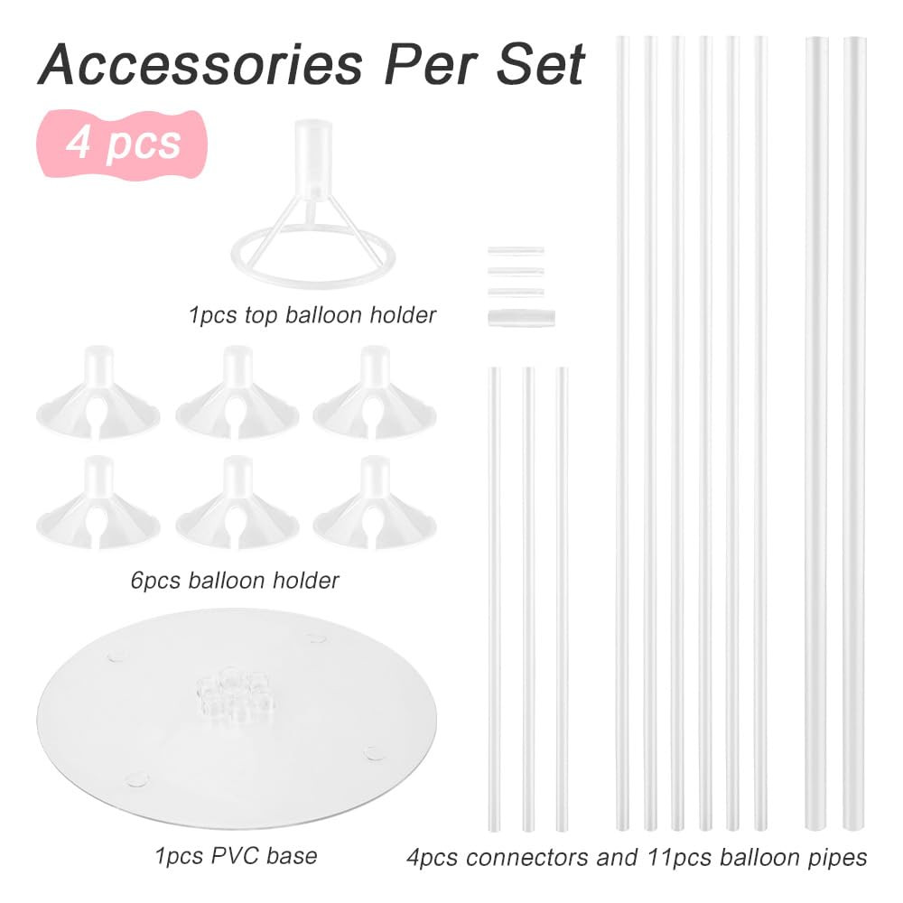 Balloon Stand Kit - 4 Sets with Balloon Sticks, Stands for Table & Floor, Archer with Base for Pa... | Amazon (US)