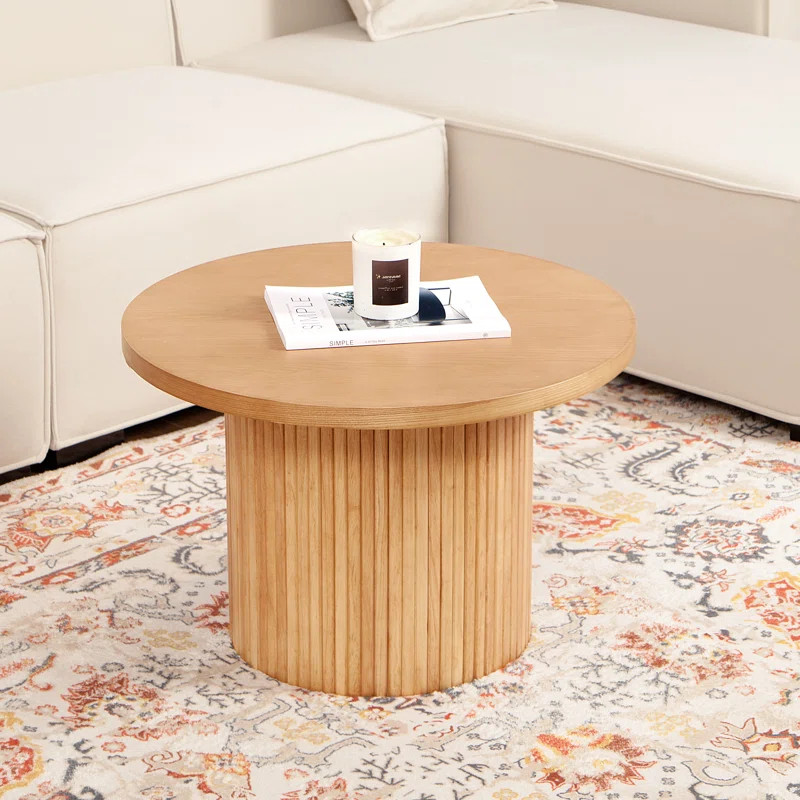 Charleily Pedestal Wood Round Coffee Table | Wayfair North America
