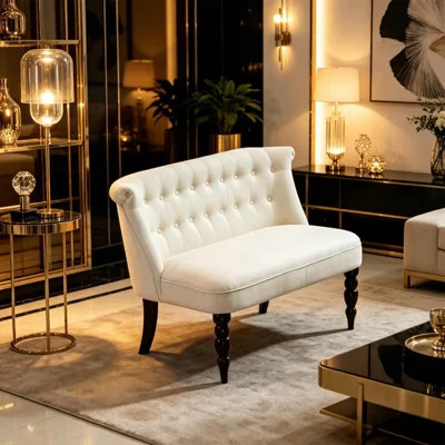 Vintage-Inspired Armless Sofa,Stylish Loveseat,Two-Seater,Retro Tufted Loveseat with Curved Backrest,Elegant Seating for Living Room or Bedroom | Wayfair North America