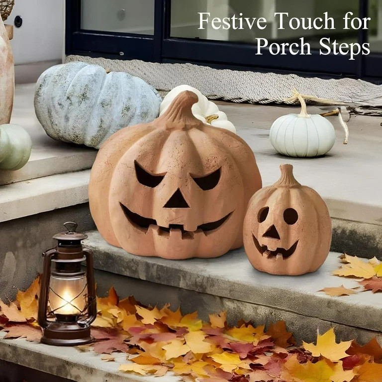 Fall Decorations for Home -Halloween Decorations - Handmade Terracotta Pumpkin Jack O' Lantern Ou... | Walmart (US)