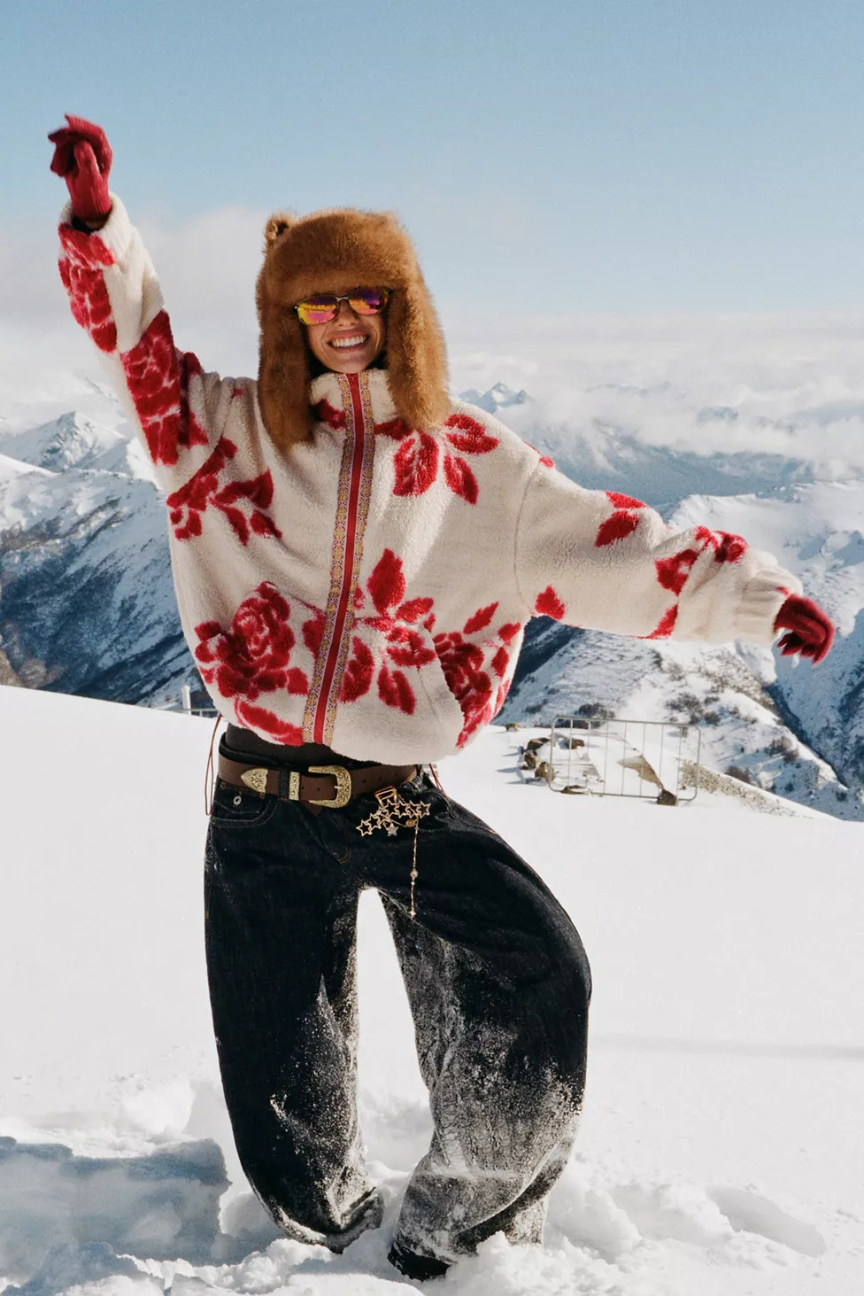 BDG Mae Printed Piled Fleece Zip-Up Jacket | Urban Outfitters (US and RoW)