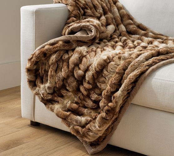 Faux Fur Ruched Throw | Pottery Barn (US)