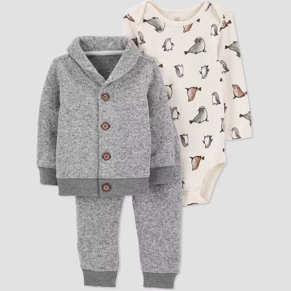 Baby Boys' 3pc Cardigan Set Top and Bottom Set - Just One You® made by carter's Gray | Target