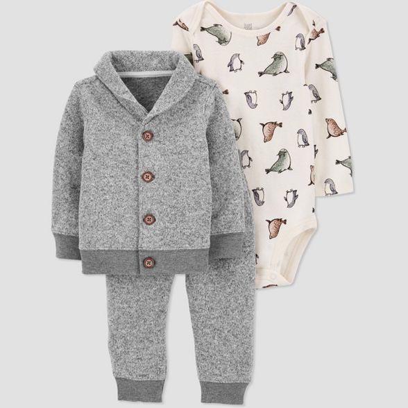 Baby Boys' 3pc Cardigan Set Top and Bottom Set - Just One You® made by carter's Gray | Target