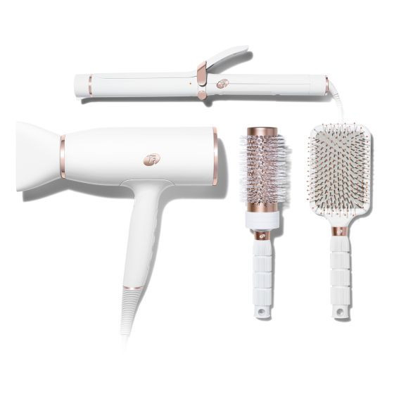 T3 Blowout & Curl Set Aireluxe + Singlepass Curl 1.25" In White | T3 Micro (US & CA)