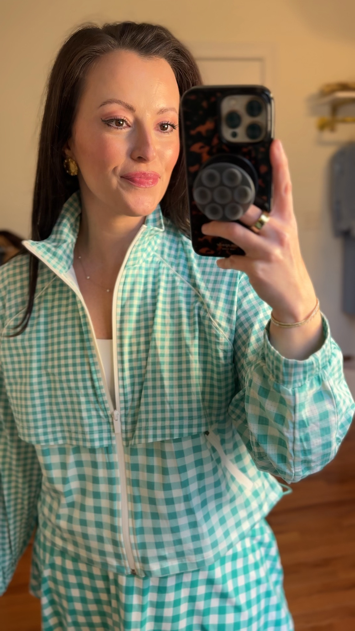 Green and white gingham skort, masters outfit ideas, green and white check activewear jacket 

Small in both! Target find - greena entire gingham activewear outfit target 

#LTKSeasonal #LTKActive #LTKTravel