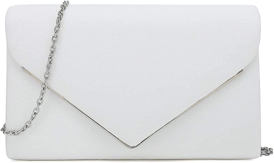 CHARMING TAILOR Faux Suede Clutch Bag Elegant Metal Binding Evening Purse for Wedding/Prom/Black-... | Amazon (US)