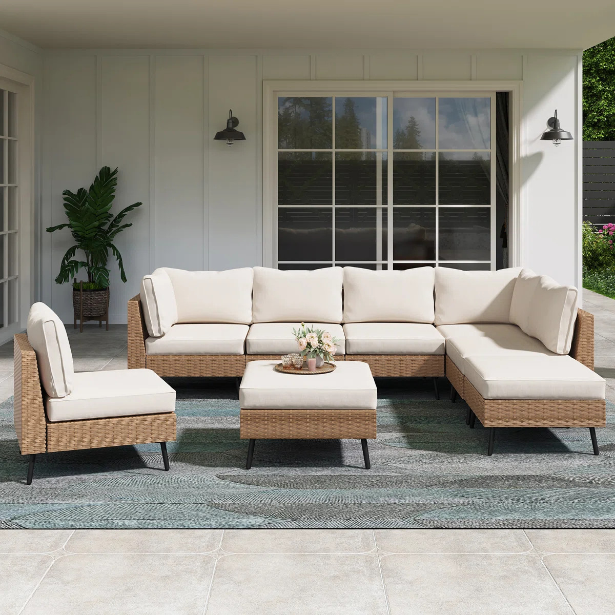 Greysun 8 - Person Modular Patio Conversation Set with Cushions | Wayfair North America