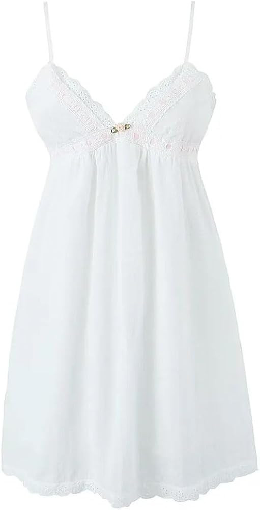 Women Spliced Embroidery Lace Deep V Neck Adjust Bow Backless Mini Sling Dress | Amazon (US)