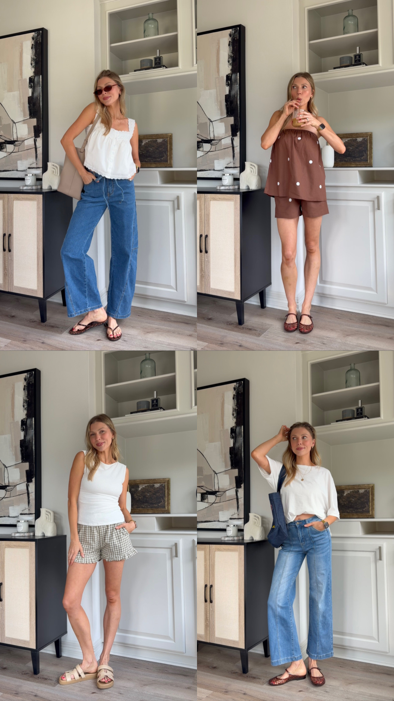 Nursing friendly mom outfits for summer! Wearing sizes S in tops and set, 4 in jeans and M in boxers! 

 #LTKootd