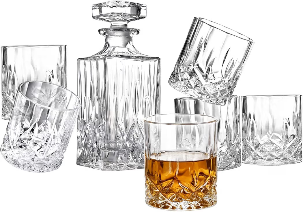 BETESINE Whiskey Decanter Set for Men, Crystal Whiskey Glasses & Decanter, Non-Lead Glass, Bourbo... | Amazon (US)
