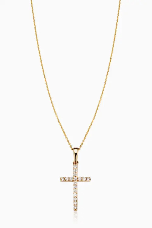 Oradina 14K Gold Faith Diamond Cross Pendant Necklace in Yellow Gold - Diamonds at Nordstrom, Size 18 | Nordstrom