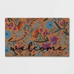 1'6"x2'6" 'Welcome' Floral Coir Doormat - Threshold™ | Target