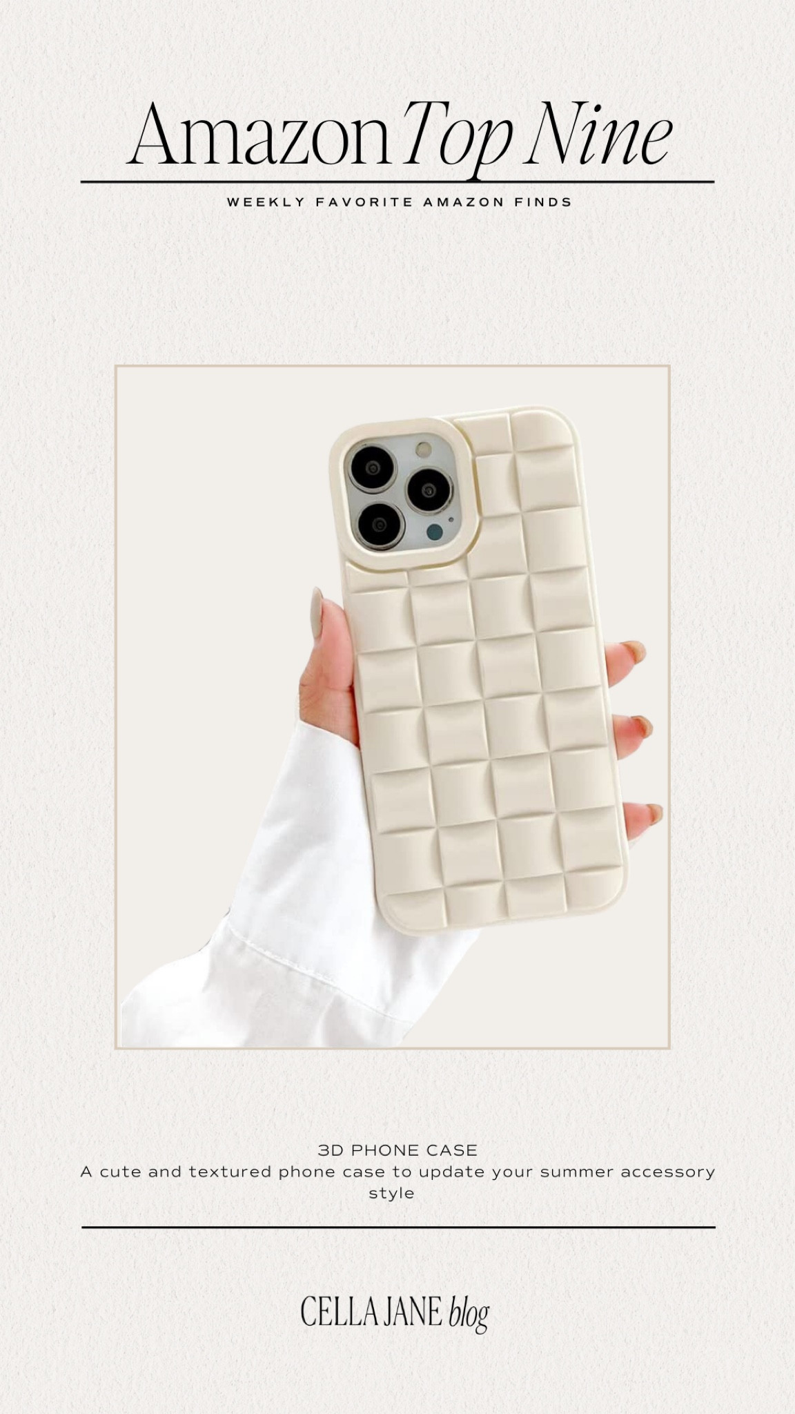 Cella Jane Amazon top nine of the week: 3D grid phone case

#LTKstyletip #LTKhome #LTKunder50