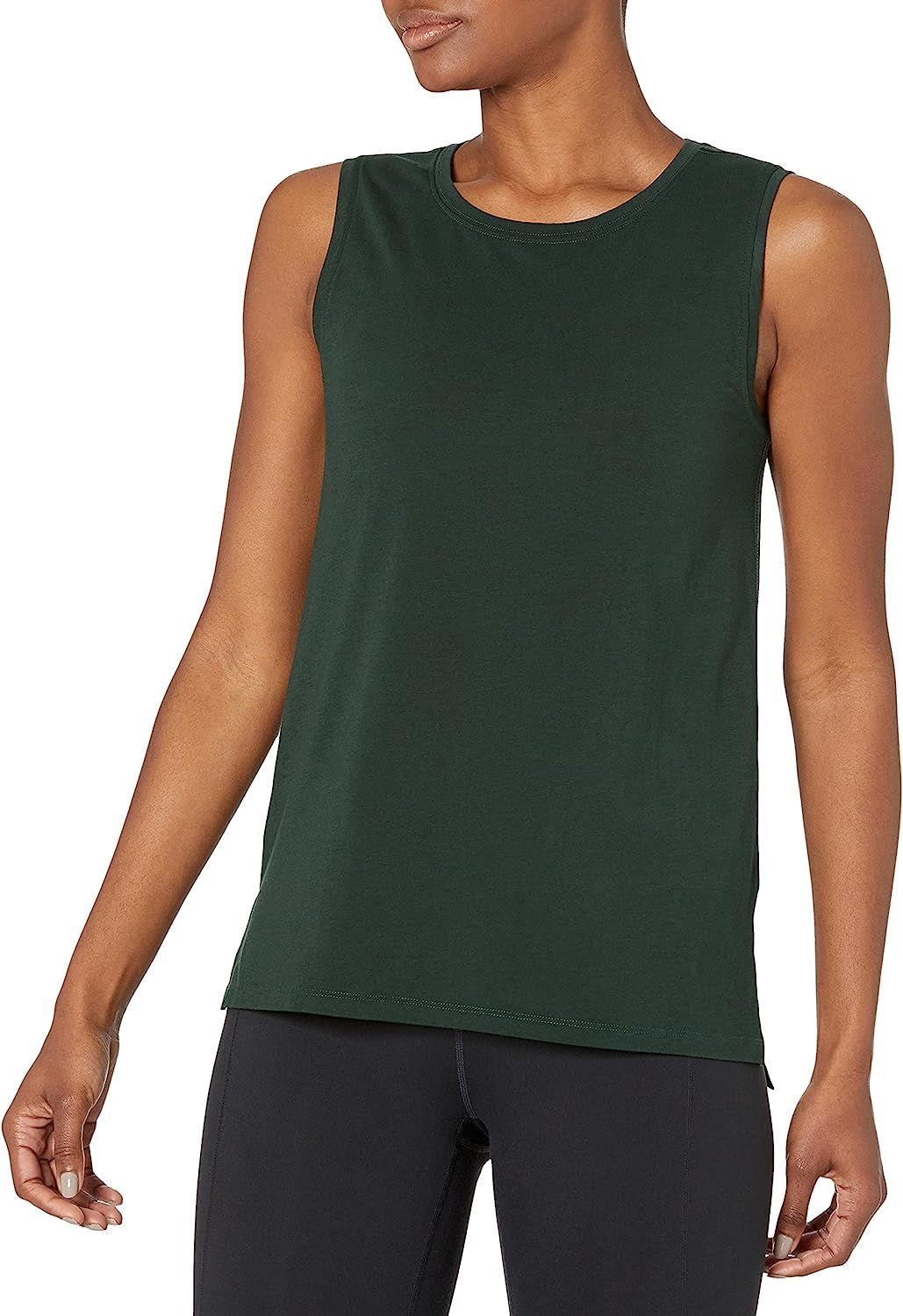 Amazon Essentials Women's Soft Cotton Standard-Fit Full-Coverage Sleeveless Yoga Tank (Available ... | Amazon (US)