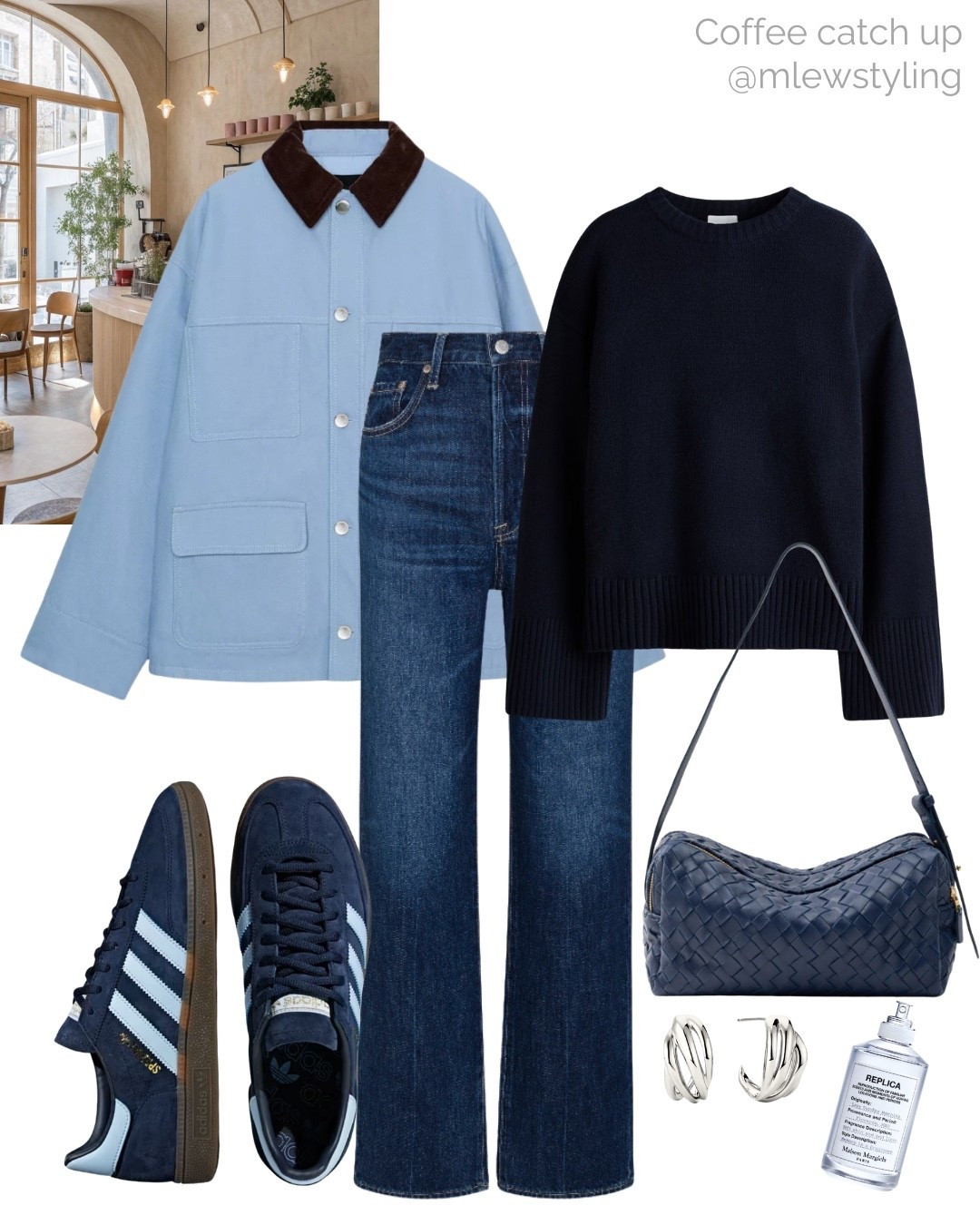 Weekend outfit for a coffee catch up ☕️💙

Tags: winter to spring transitional outfit, navy blue cashmere sweater, new-in Zara spring jacket, dark wash jeans, Elleme blue leather shoulder bag, replica perfume, silver earrings, navy and baby blue adidas spezial sneakers, coffee run, capsule wardrobe 

#LTKSeasonal #LTKgrwm #LTKootd