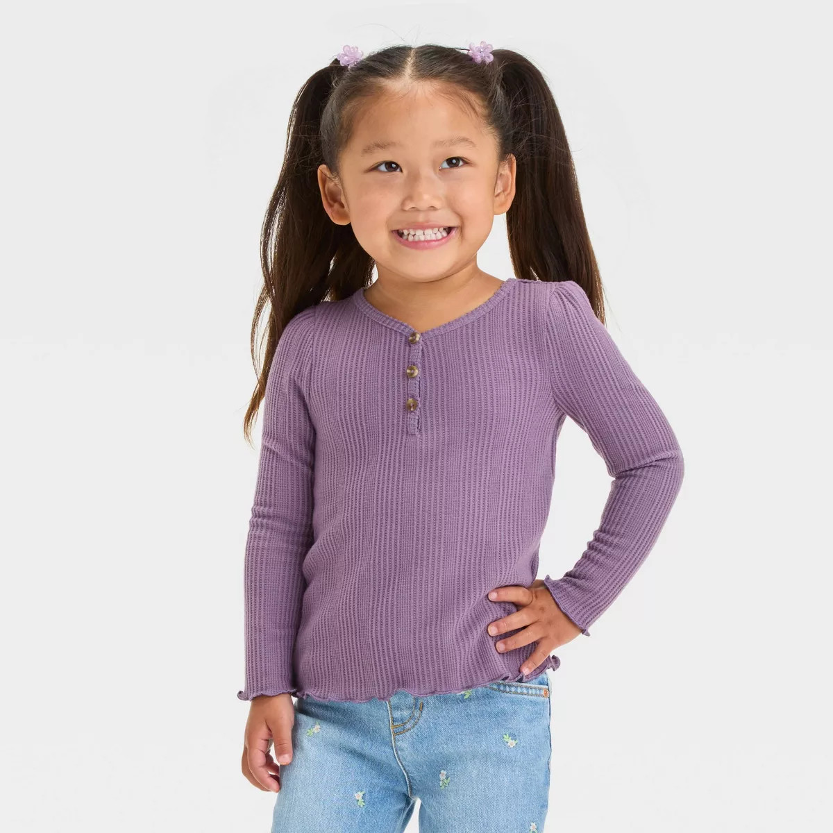 Toddler Girls' Long Sleeve Henley T-Shirt - Cat & Jack™ | Target