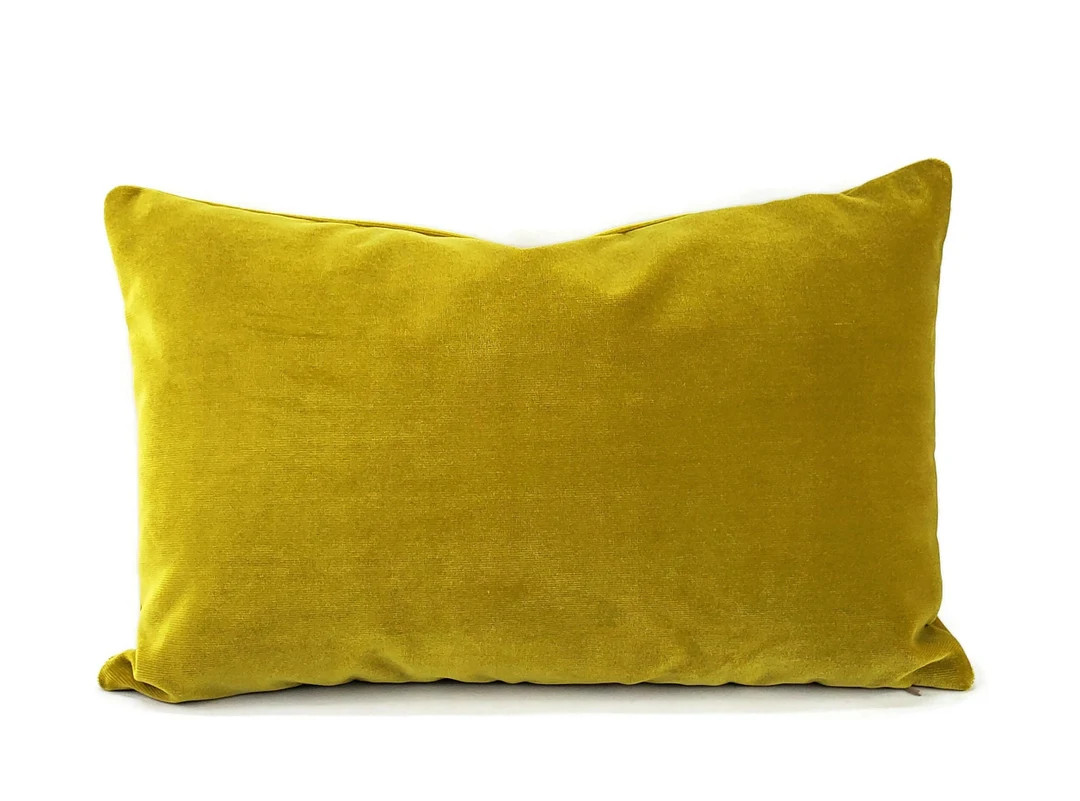Citron Plush Velvet Lumbar Pillow Cover Citrine Velvet Rectangle Cushion Case - Etsy | Etsy (US)