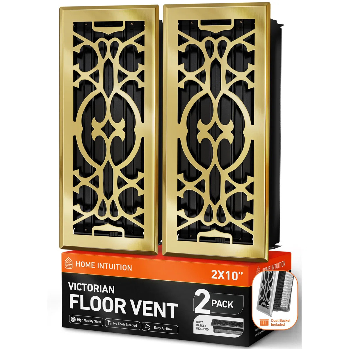 Home Intuition Victorian Floor Vent Covers 4X14 Inch Floor Register with Mesh Cover Trap Heat and... | Wayfair North America