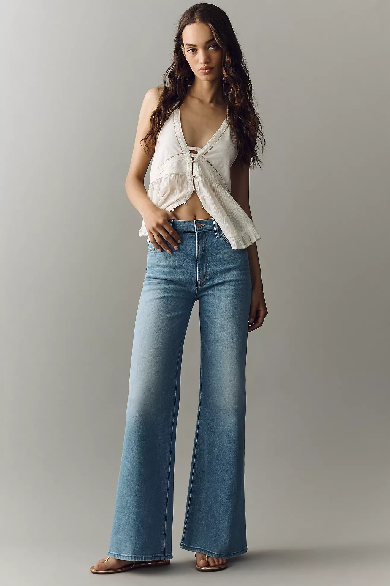 MOTHER High-Rise Hustler Roller Sneak Jeans | Anthropologie (US)