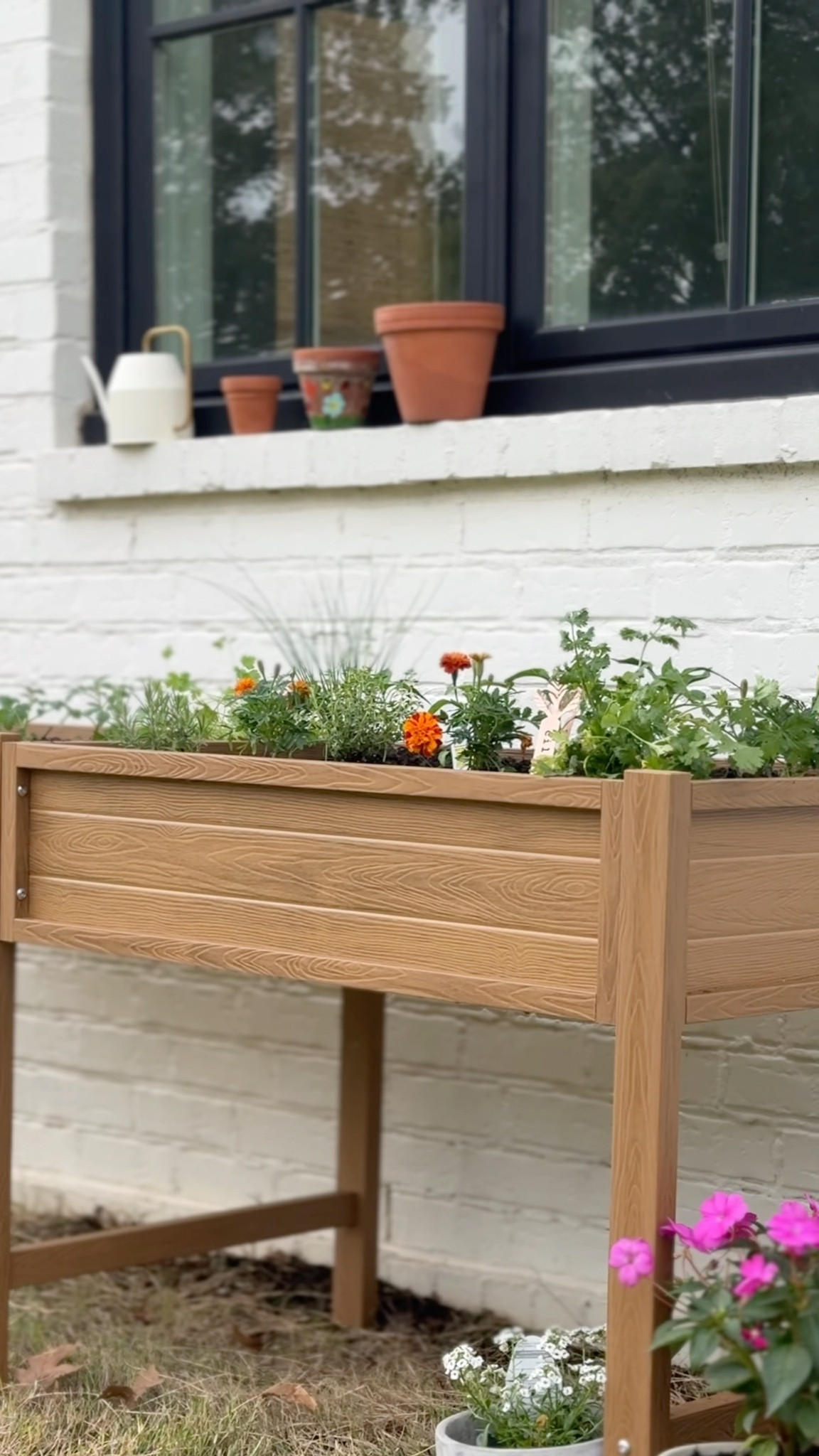 This spring we added this elevated garden bed from @Wayfair  to our backyard. We’ve wanted to create a kitchen garden for a few years now, but honestly kept putting it off because we couldn’t fully commit to the space, time, and groundwork of a larger garden.

This felt like the perfect way to finally start. I love that it gives us flexibility to move it around if needed, and the elevated design hopefully helps keep some of the local critters out too.

The wood look gives the warmth of a traditional garden bed, but the durable material should hold up much better to the sun and weather over time than typical wood.

We planted herbs, tomatoes, peppers, carrots, and even added a few flowers for the kids. 

#LTKSeasonal #LTKHome
