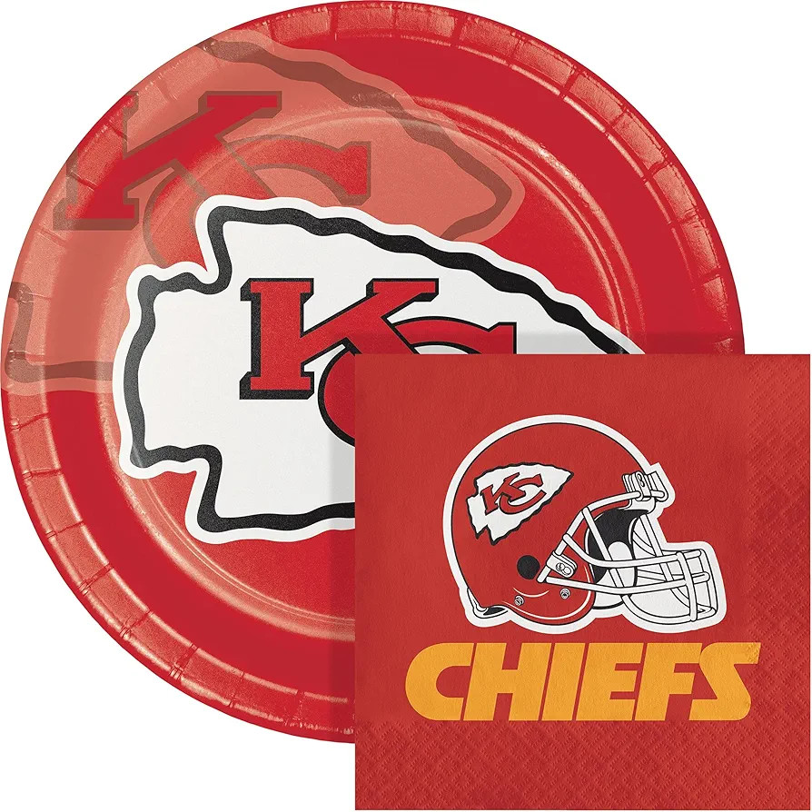 Trendware Kansas City Chiefs Paper Plate and Napkin Party Kit, Serves 16 | Amazon (US)