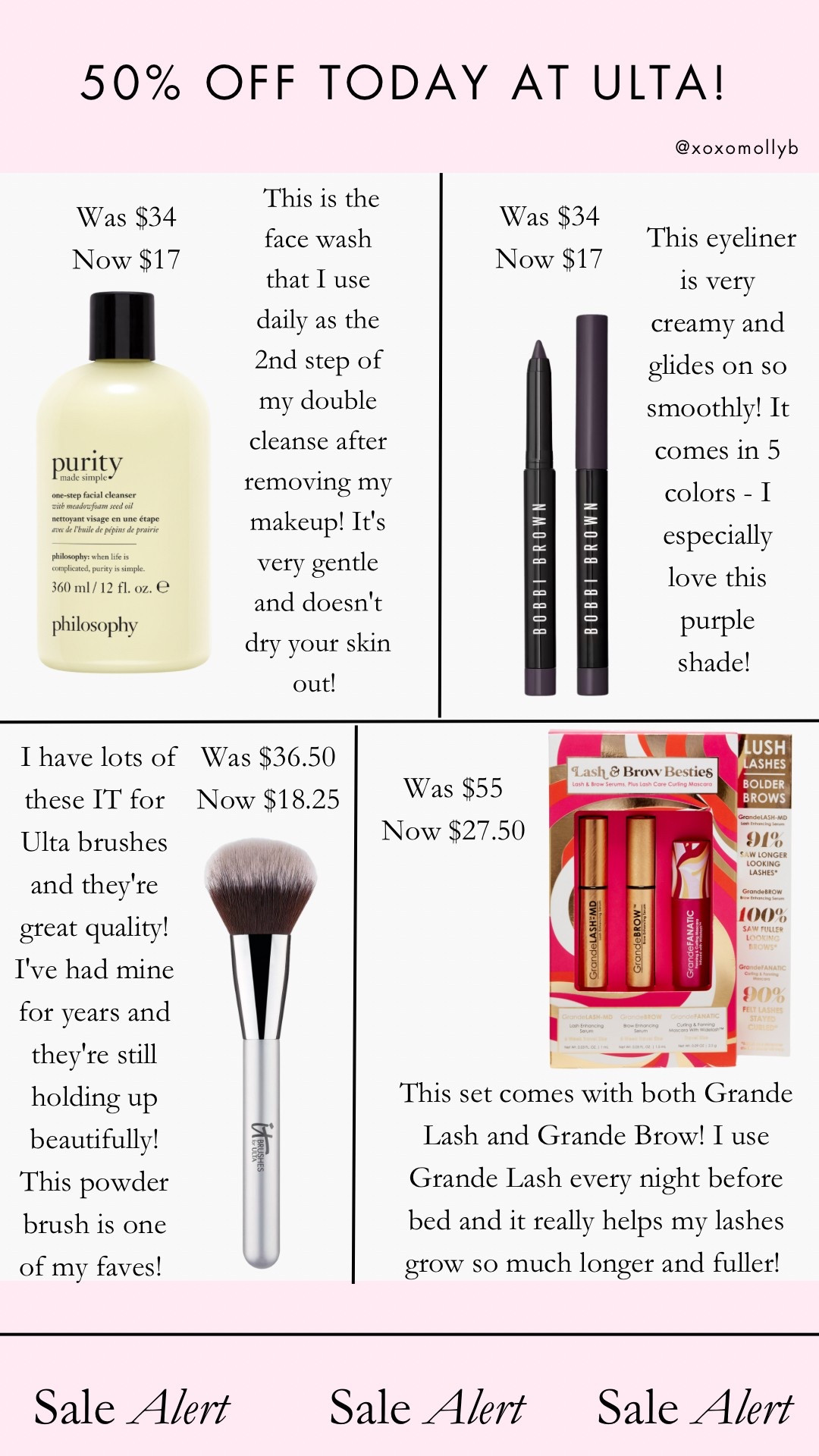 These beauty products are 50% off today only as part of the 21 days of beauty event at Ulta Beauty! 

Ulta Beauty, Ulta, 21 days of beauty, Purity made simple, It Cosmetics, skincare, Bobbi Brown, eyeliner, makeup brush, makeup brushes, Grande lash, sale, makeup

#LTKBeauty #LTKSaleAlert #LTKFindsUnder50
