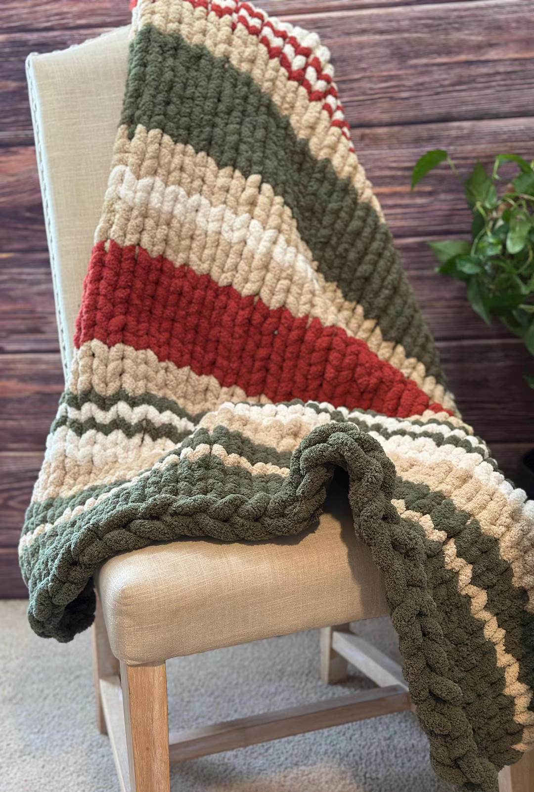 Christmas Holiday Chunky Knit Blanket | Etsy (US)
