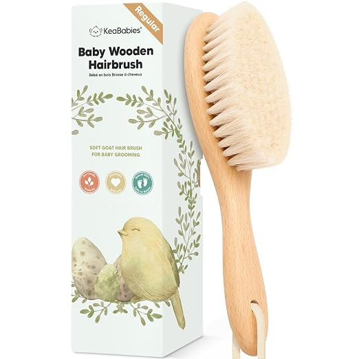 Wooden Baby Hair Brush for Toddler, Infant Cradle Cap (Walnut, Regular) | Soft Goat Bristles Brus... | Amazon (US)