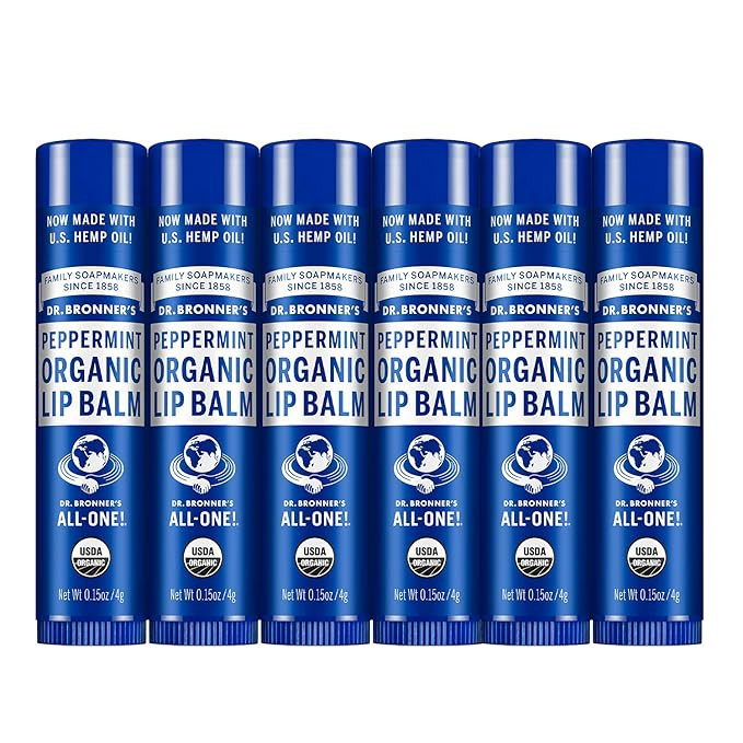 Dr. Bronner's - Organic Lip Balm (Peppermint, 0.15 ounce, 6-Pack) - Made with Organic Beeswax and... | Amazon (US)