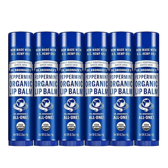 Dr. Bronner's - Organic Lip Balm (Peppermint, 0.15 ounce, 6-Pack) - Made with Organic Beeswax and... | Amazon (US)