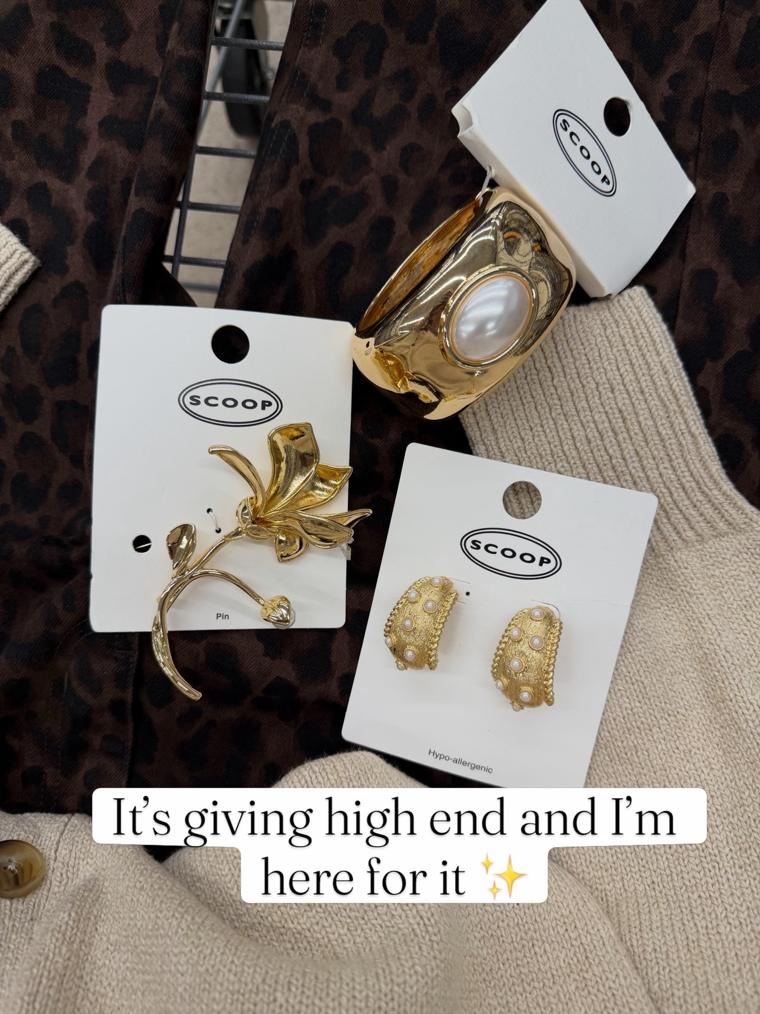 So impressed with these Walmart earrings, oversized cuff and brooch! The quality is great and the prices reflect that. #walmartfinds