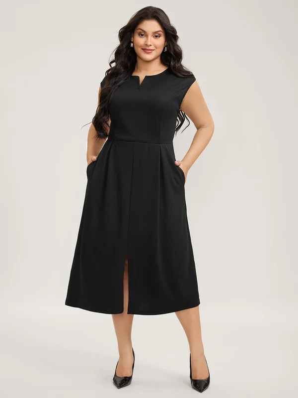 Stretchy Waist Pleated Midi Dress | Bloomchic