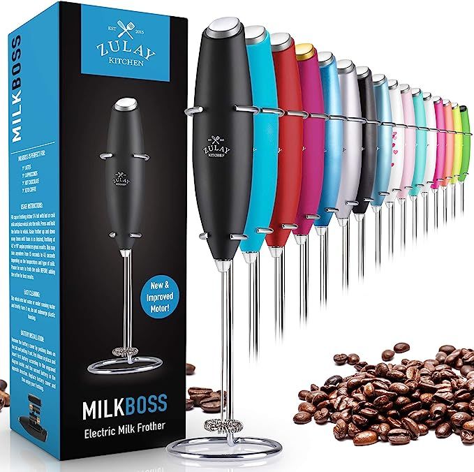 Zulay Original Milk Frother Handheld Foam Maker for Lattes - Whisk Drink Mixer for Coffee, Mini F... | Amazon (US)