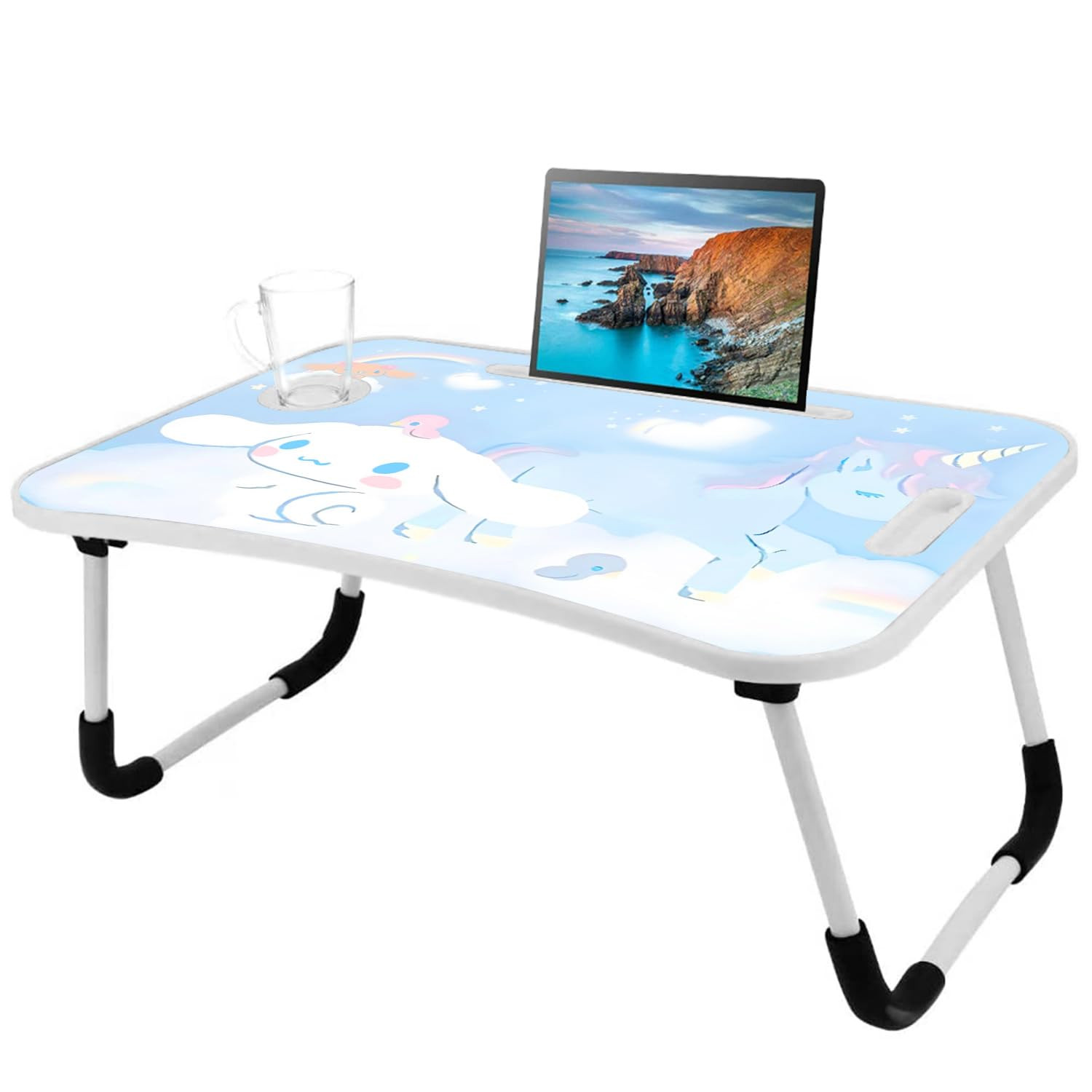 Kawaii Laptop Desk Foldable Kawaii Bed Desk Table Cute Folding Breakfast Tray Portable Lap Standi... | Amazon (US)