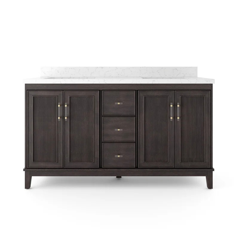 60'' Free Standing Double Bathroom Vanity with Engineered Quartz Top | Wayfair Professional