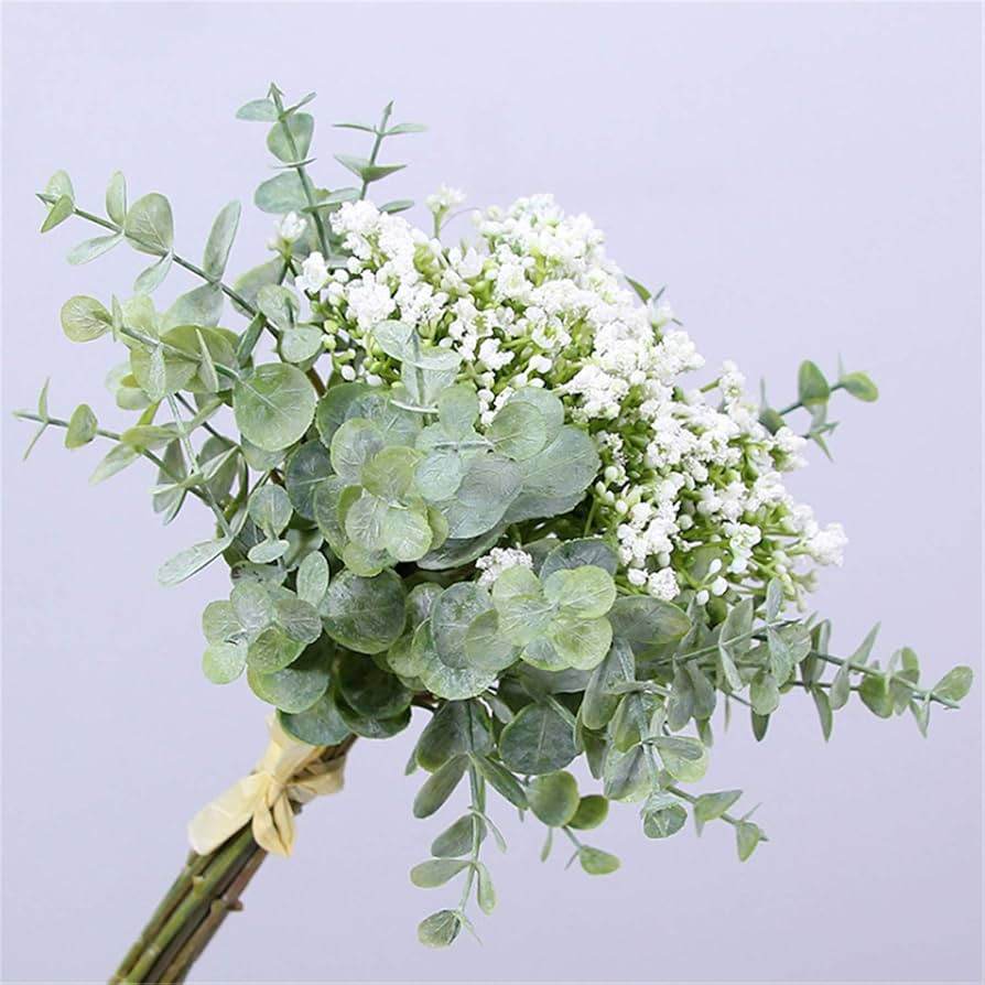 Artificial Flowers Eucalyptus Leaf Babys Breath Gypsophila Bouquets Wedding Party Home Decor,Pack... | Amazon (US)